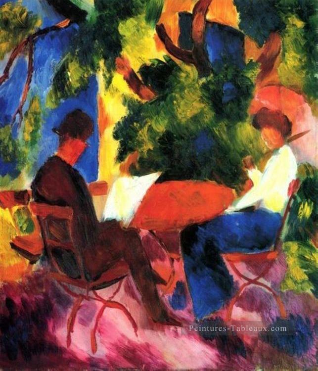 Couple à la table de jardin August Macke Peintures à l'huile